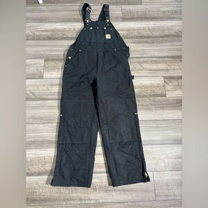 Men’s Carhartt R02 Black Duck Bib Quilt Double Knee Overalls 40x30 Hunting Work